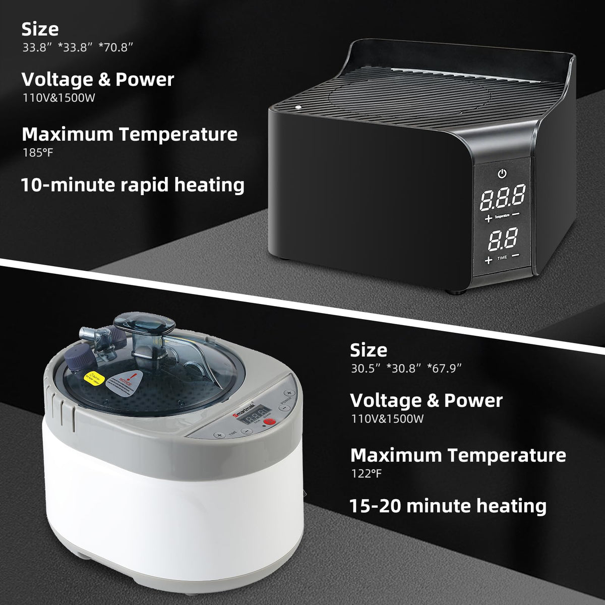 Smartmak Portable Steam Sauna, Personal Steam Sauna Box, Indoor Steam Sauna for Home, with 4L 1600W Steamer, Remote Control, Folding Chair (Orange, 33.8 * 33.8 * 65.7inch)