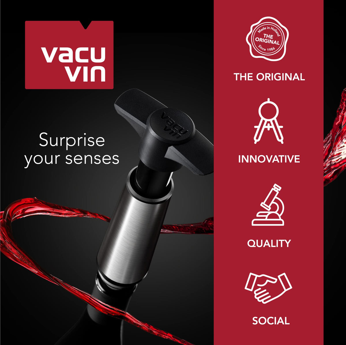 Vacu Vin Wine Stopper Set – 3 Pack Wine Bottle Stopper Cork Alternative – Vacuum Wine Stoppers for Wine Bottles – Reusable Rubber Bottle Stoppers for Wine Saver Pump – Pink/Blue/Purple
