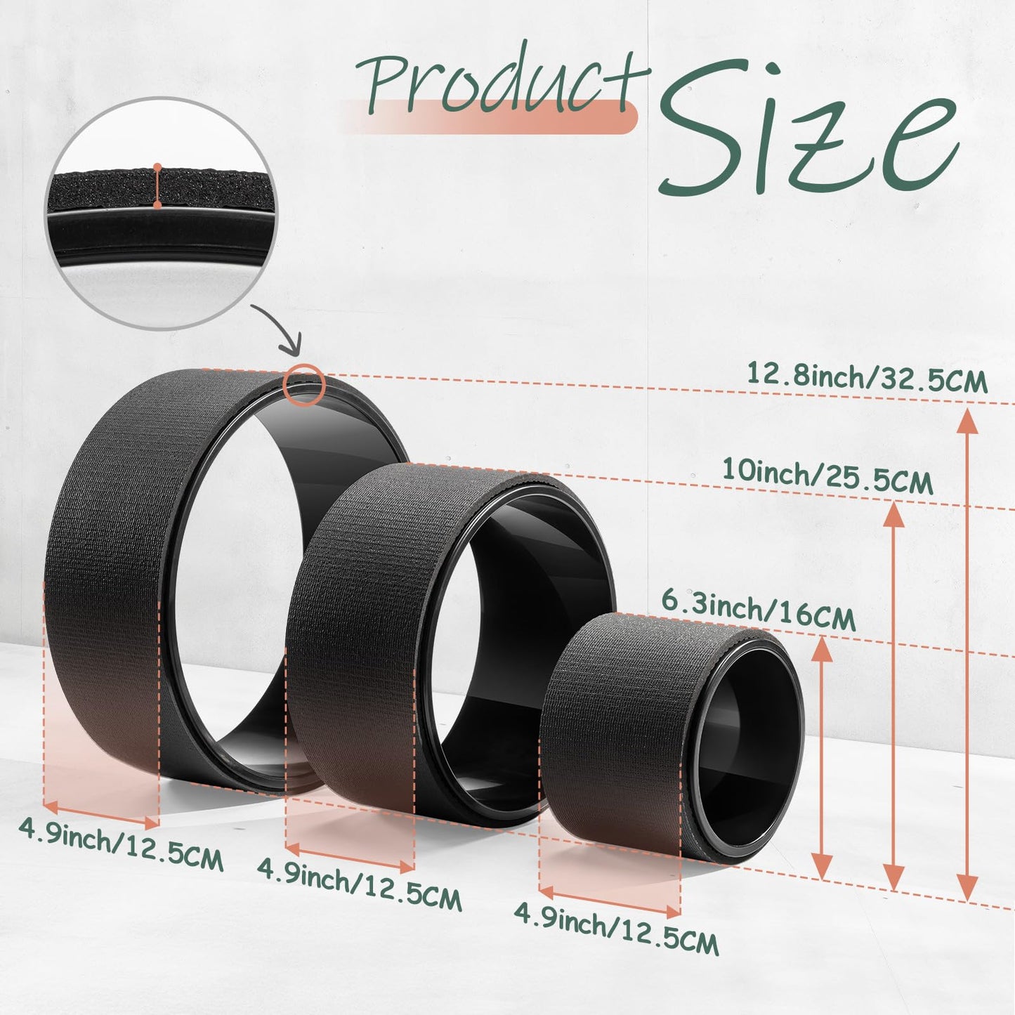 Zmarthumb Back Roller, Foam Roller for Neck & Back Pain Relief, Yoga Wheel for Deep Tissue Muscle Massage, High Density Foam Tool for Physical Therapy, Stretching & Exercise(3 Pack)