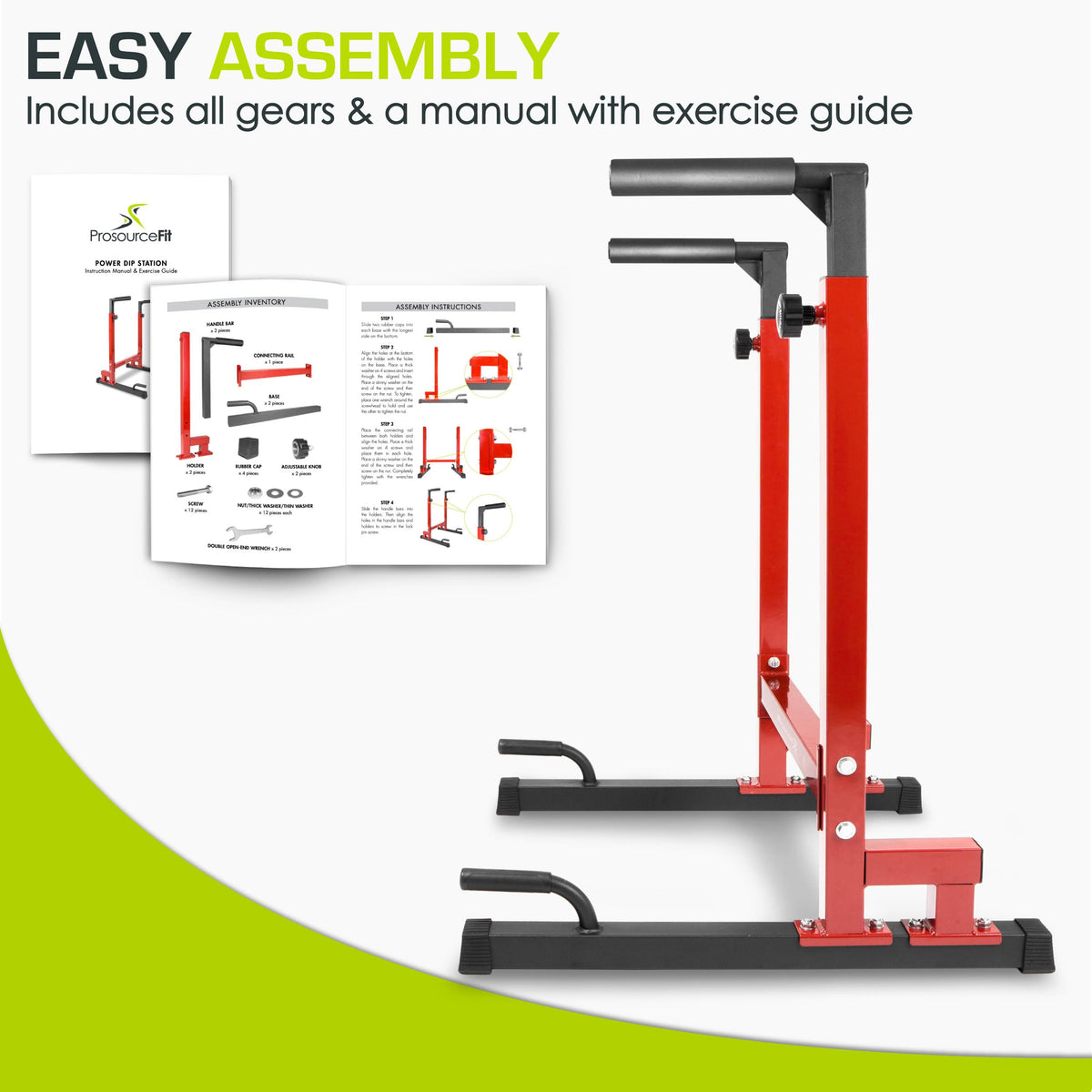 ProsourceFit Power Dip Station Adjustable Height Upper Body Equipment for Home Gym