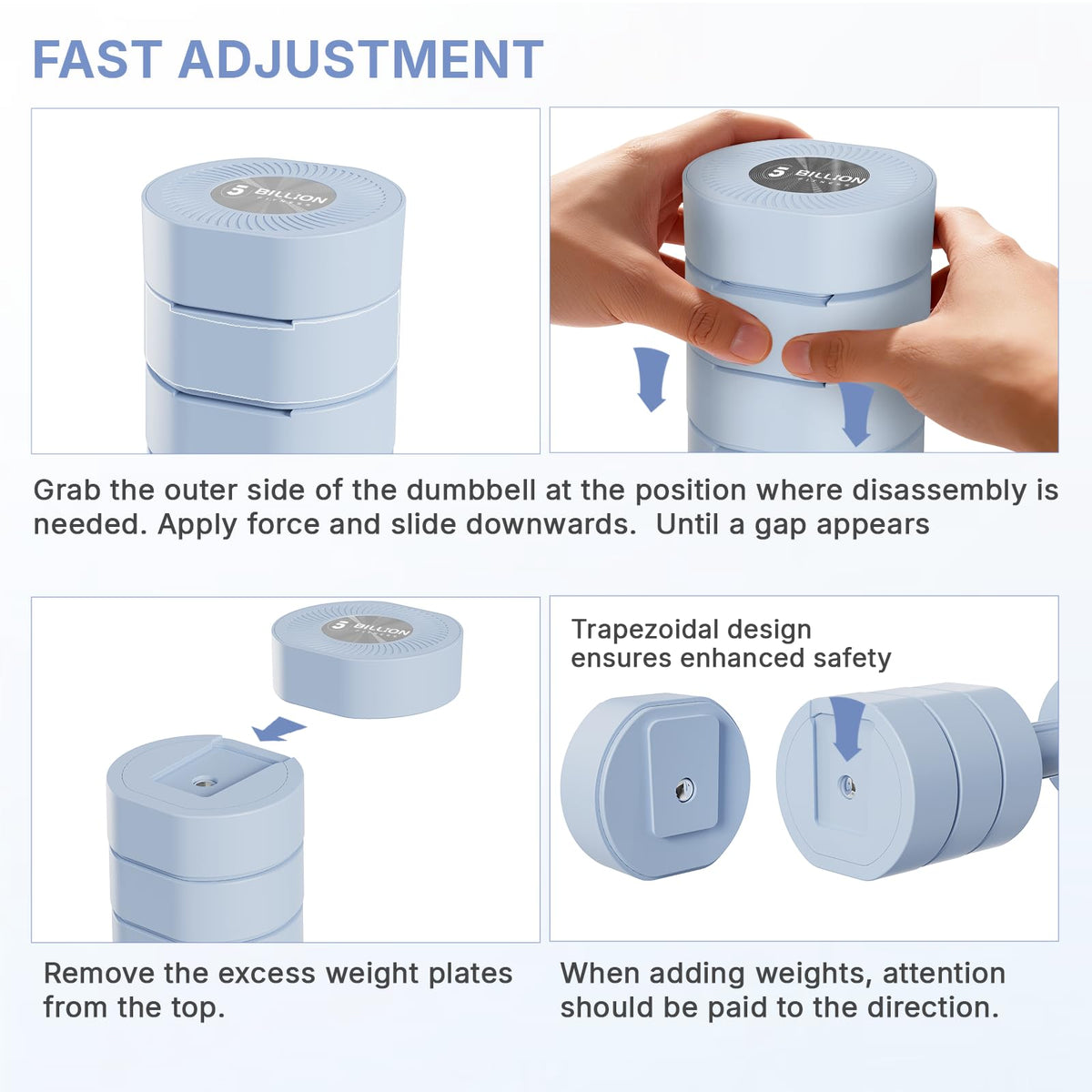 Adjustable Dumbbell Set of 2, Hand Weights for Women, Each 2.2/4.4/6.6/8.8 lbs, Quick-lock Mechanism Weights for Women Anti-slip Handle, Macaron Colors at Home, Office
