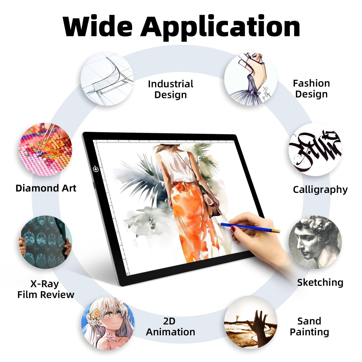 LooEooDoo A3 Light Pad for Diamond Art Bright Board, Tracing Light up Box for Weeding Vinyl, Ultra-Thin Copy Board with Adjustable Brightness for Drawing, Sketching, Animation