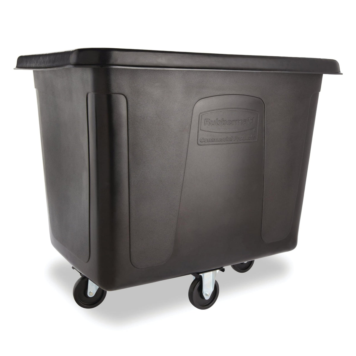 Rubbermaid Commercial Products Cube Basket Truck with Wheels/Casters, 500 lbs Capacity, Rectangular, Black, For Laundry/Waste/Trash/Heavy Materials