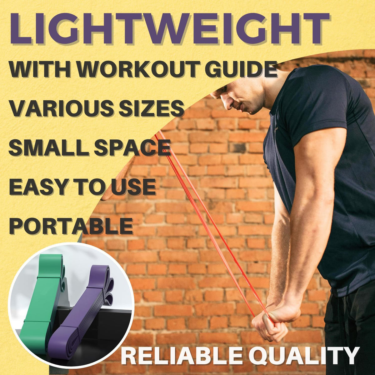 LEZER Resistance Band, Pull Up Bands, Exercise Bands, Workout Bands, Elastic Bands, Home Gym Fitness, Stretching, Physical Therapy, Training, Yoga, with Instruction, 15-35 lbs, Red