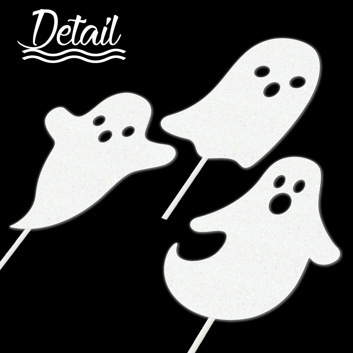 Halloween White Glitter Ghost Cupcake Toppers 24PCS Ghosts Baby Shower Cake Decorations Cute Ghost Cake Toppers for Happy Halloween Birthday Party Baby Shower Supplies