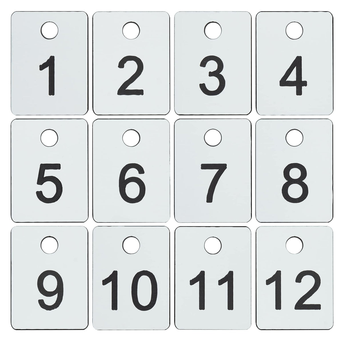StayMax Plastic Numbered Tags Rectangle Key Number Tags Number Disc with Hole (1-100, White)