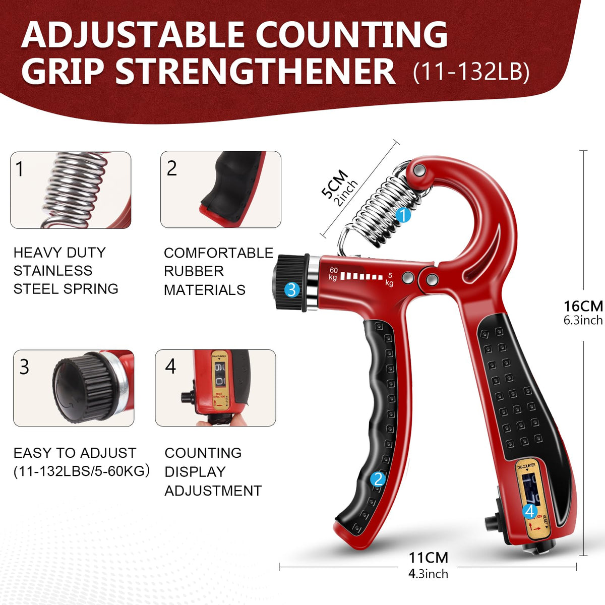 13 PCS Grip Strength Trainer Kit, Hand Gripper Strengthener, Forearm Strengthener, Finger Strengthener, Finger Exerciser, Stress Relief Ball, Forearm Workout Ring for Muscle Building and Injury Recover