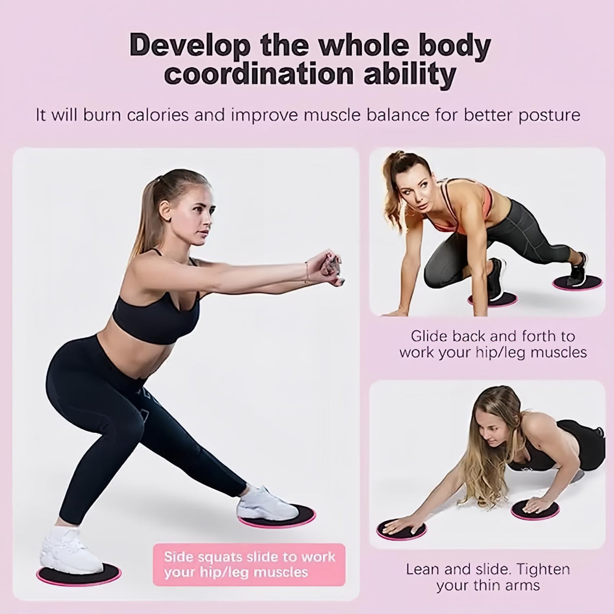 MBKHFLL Core Sliding Discs - Dual Sided Workout Sliders for Carpet & Hardwood Floor - Home Ab Pads Exercise Equipment Fitness Sliders for Women and Men (pink)