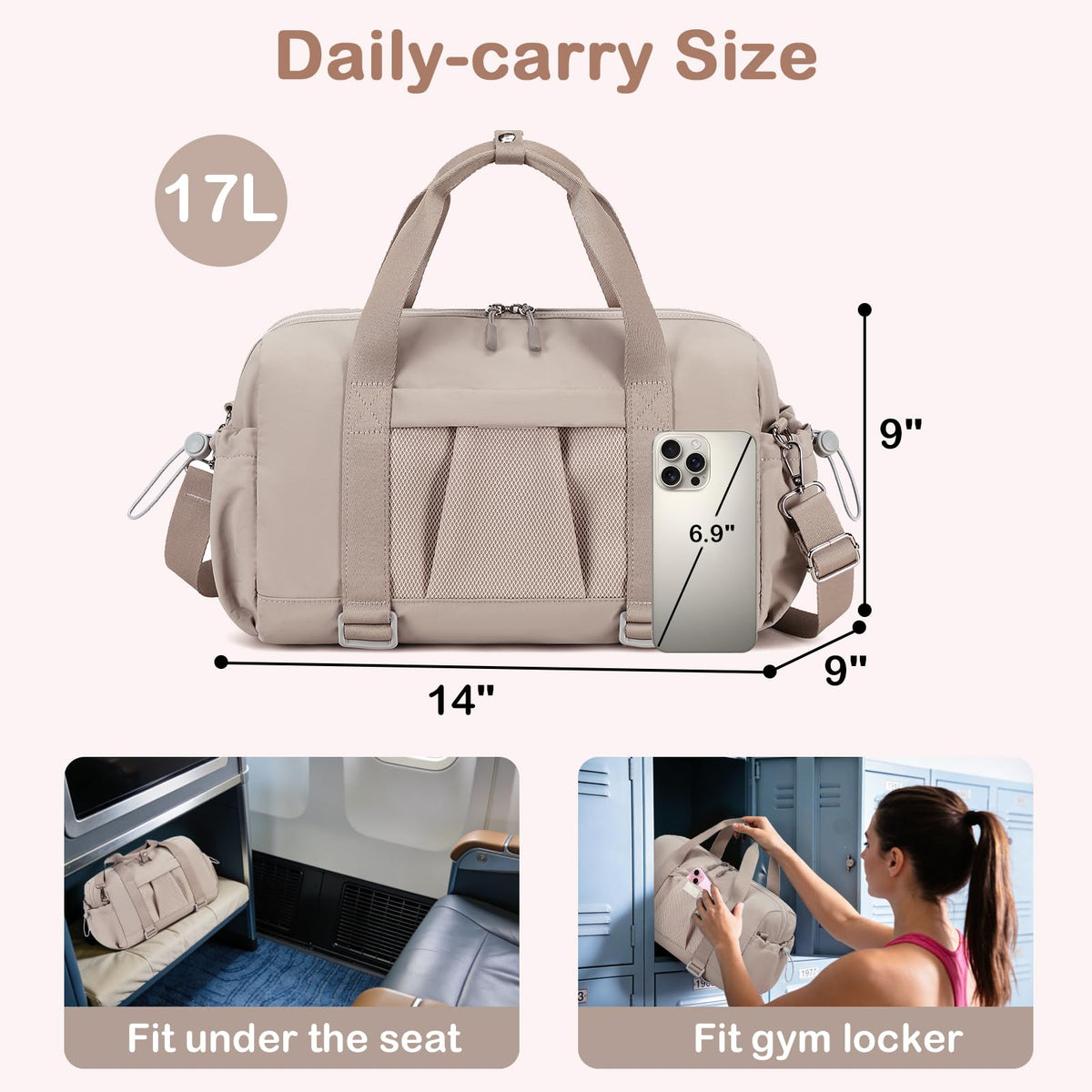 LEDAOU Small Gym Bag for Women, Mini Duffle Bag with Yoga Mat Holder Lightweight Carry On Sports Bag with Separate Shoe Pocket & Wet Pocket Duffel Bags Dance Yoga Workout Bag