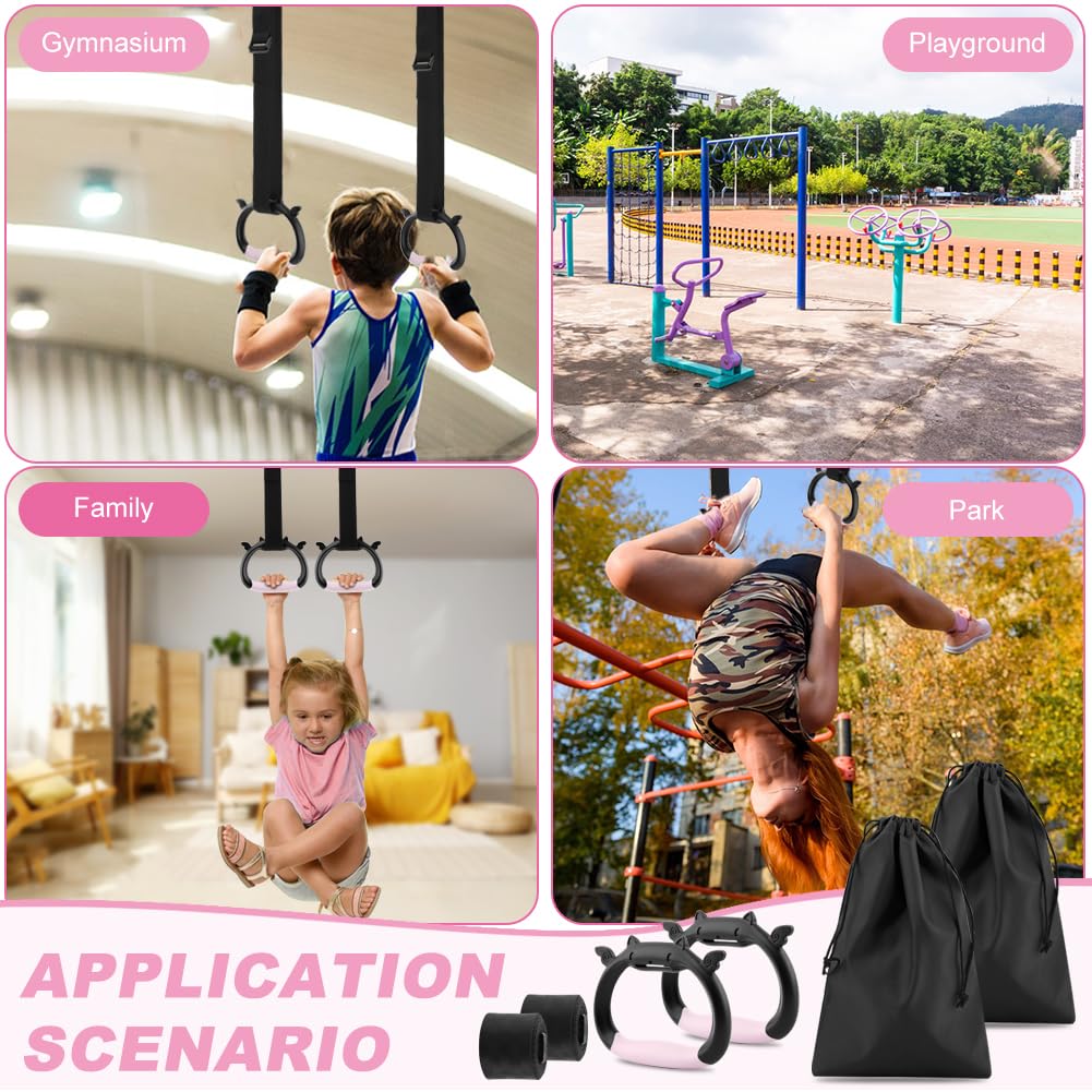 Kakalote Gymnastics Rings, Pull up Rings with Adjustable Strap Load Bearing 550lb, Gymnastics Ring Indoor Outdoor Pull-up Bar Strength Training Rings for Home Exercise