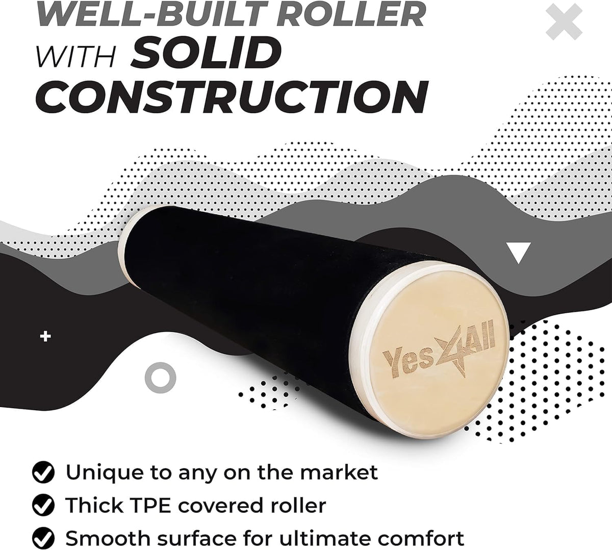 Yes4All Balance Board Sports Trainer, Surf Trainer Board With Adjustable Stoppers, Improve Core Strength and Balance Control, Full Black