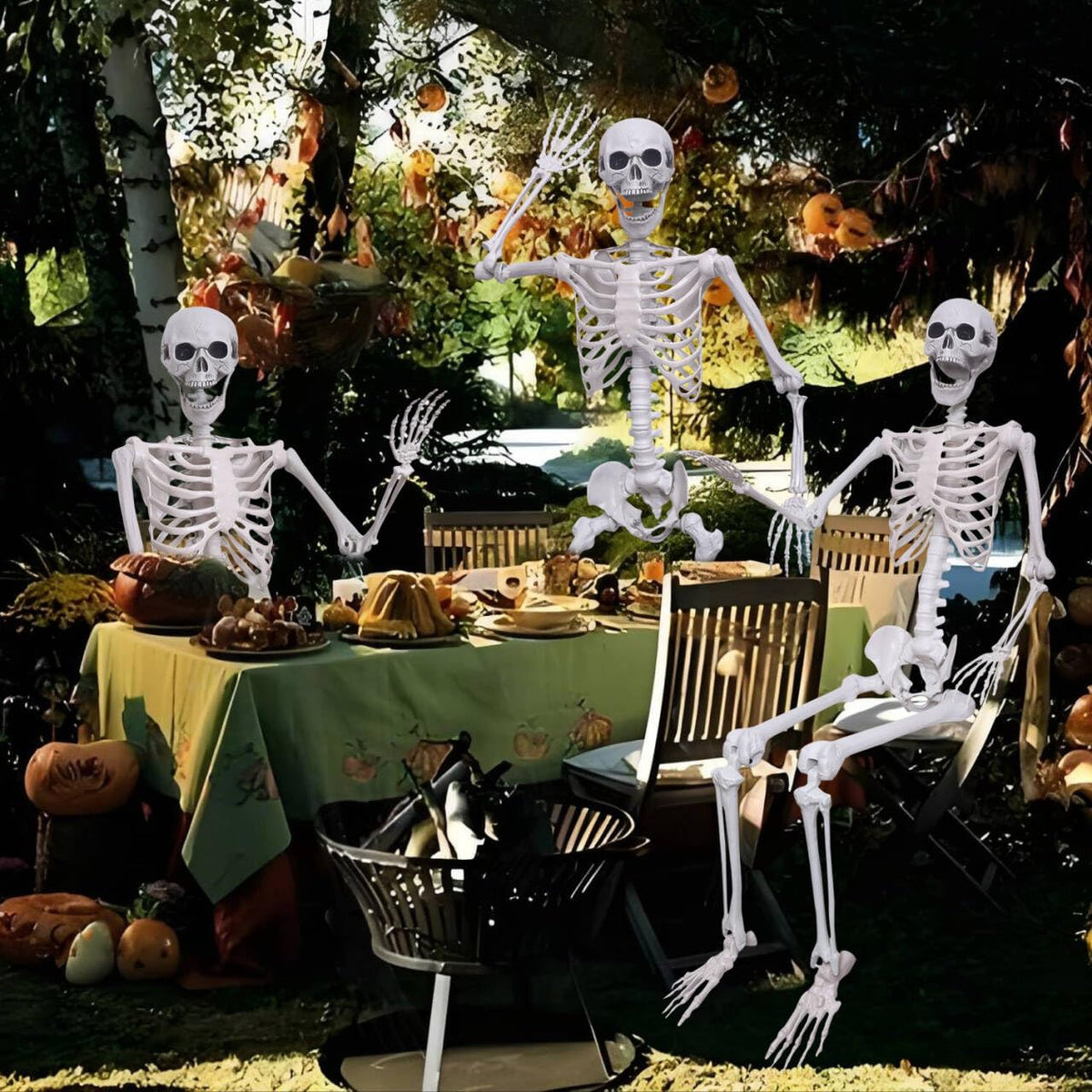Hibsotco 2Pack 5.4Ft Life Size Skeletons Posable Skeletons Full Size Plastic Human Skeleton with Movable Joint for Halloween Outdoor Indoor Decorations