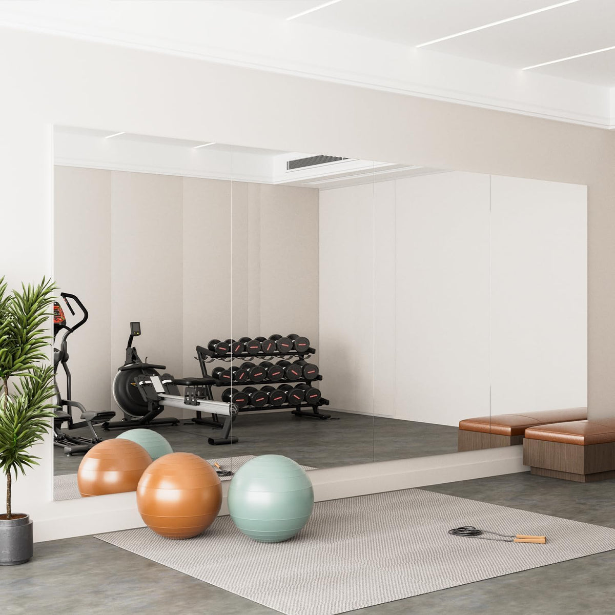 brisafe 79" x 80" (2PCS 79" X 40") Gym Mirror - Full Length Wall Mirror for Gyms, Dance Studio, Home, Yoga - Easy to Install, Ultra-Light Shatterproof Nanomirror Reduces 60% Commercial Insurance Costs