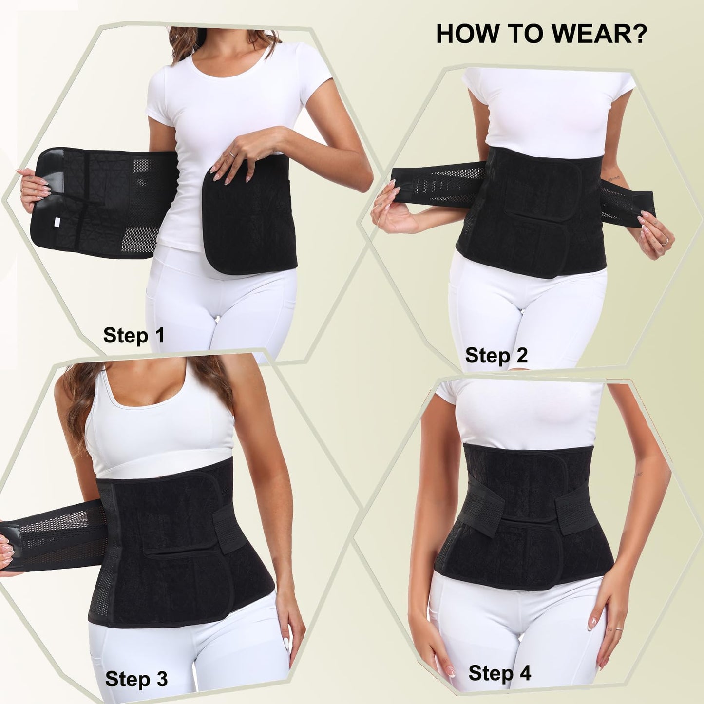 MAMODY Postpartum Belly Band – Postpartum Belly Wrap, Abdominal Binder Post Surgery C-section Recovery Support Belt After Birth Brace, Slimming Girdles (Classic Beige, L)