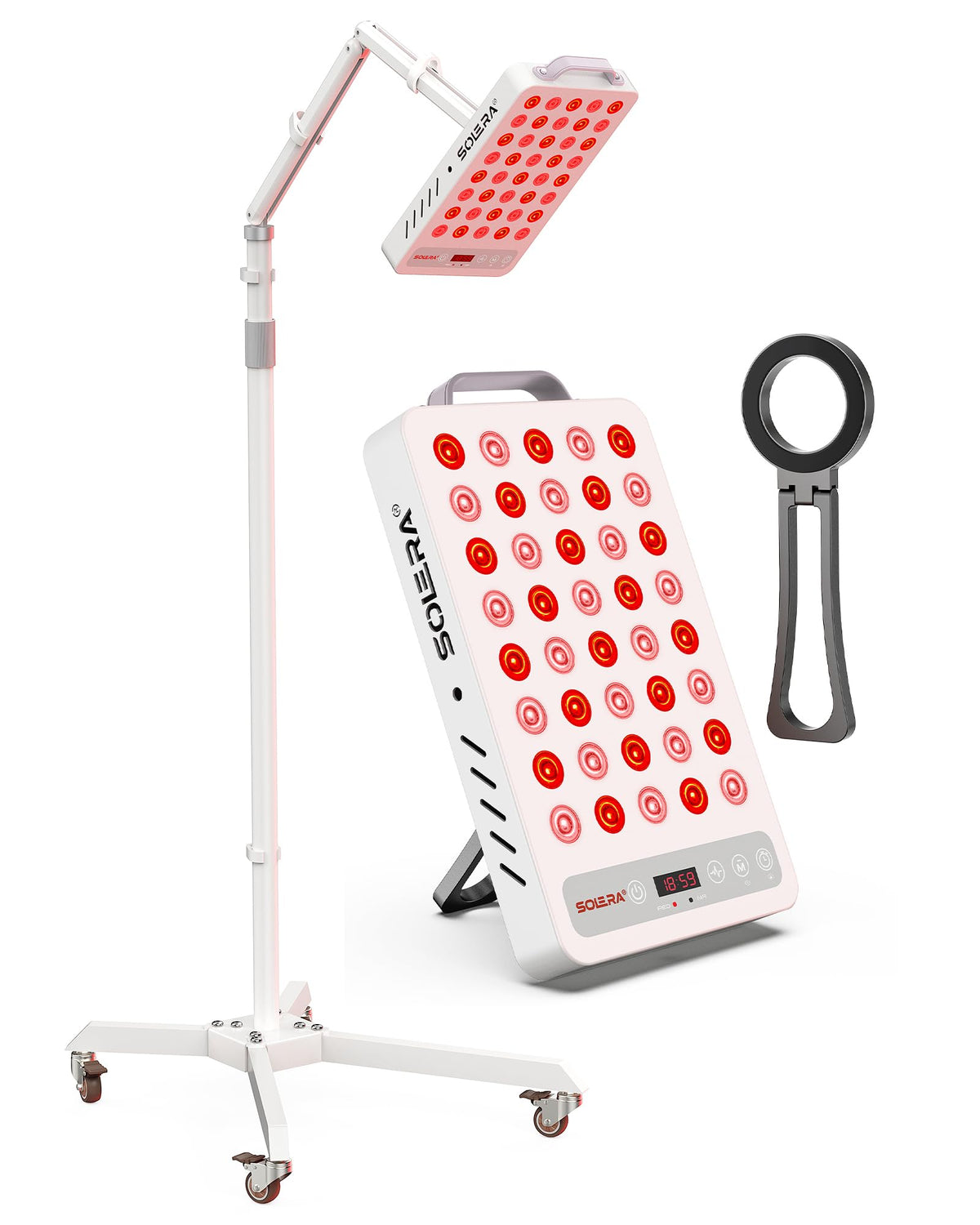 SOLRA SR40 Red Light Therapy Panel with Magnetic Mount & Floor Stand, 660nm 850nm Near Infrared LED Light Lamp for Face & Body, 200W Dual Chip, Adjustable Height, Low EMF, Timer, Home Use