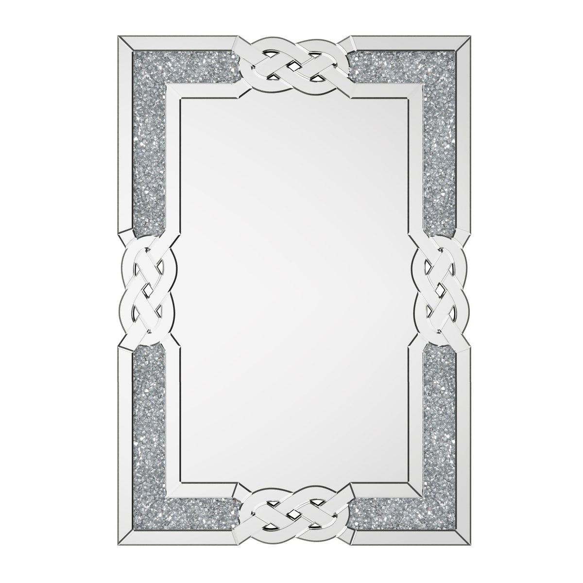 Artloge Crushed Diamond Mirror Silver Vanity Rectangular Wall Decor 36x24 inch