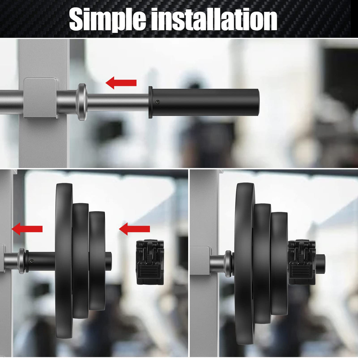 NewBEP 2PCS Olympic Adapter Sleeve 7.8" with Olympic Barbell Clamps 2", Converts 1" Standard Weight Plate Posts to 2" Olympic Weight Plate Posts, Removable end Cap