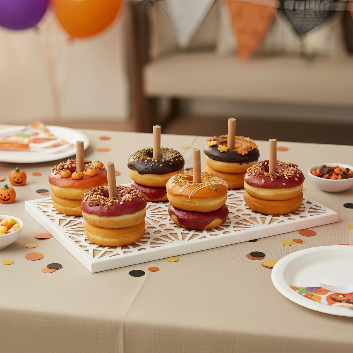 WOPARTY Donut Wall Stand,Doughnut Display Stand,Bagel Holder for Party, Dessert Table,Birthday, Wedding, Baby Shower, Bridal Showers,Party Supplies（Rectangular）