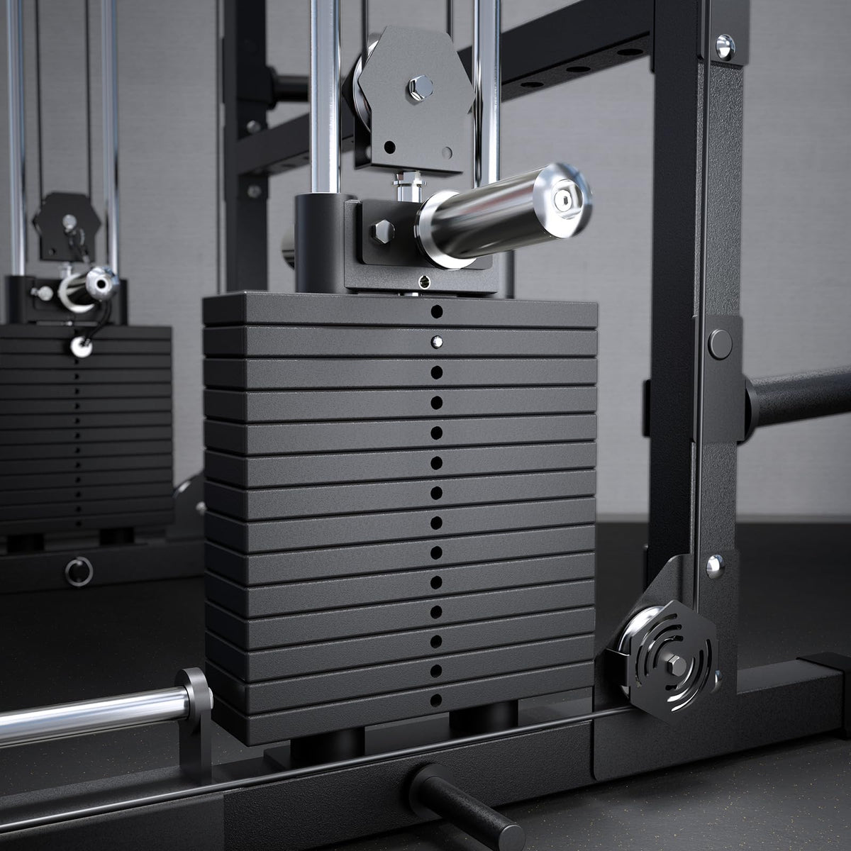 RitFit M2 Smith Machine with Cable Crossover System, 3D Functional Trainer & Power Cage, 16 Adjustment Holes, 6 Storage Pegs for Full-Body Home Gym(M2 Pro Black)