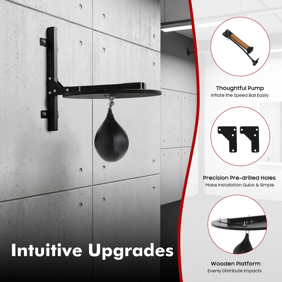 Speed Bag Platform Kit for Indoor Boxing, Heavy Duty Speed Bag for Boxing Training Equipment with Punching Ball, Adjustable Height Wall Mounted Speedbag Platform for Home Gym