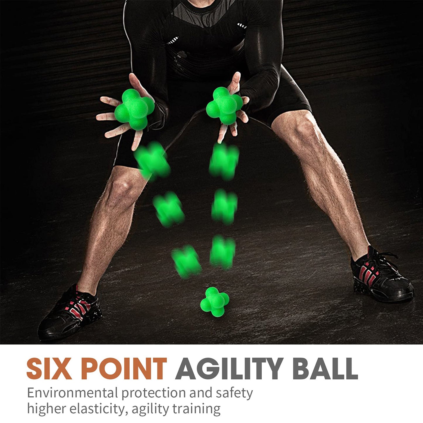 AIRLAXER Reaction Ball,Reflex Ball for Hand Eye Coordination Training,2.83 inch,Pack of 3-Grey,Yellow,Green.
