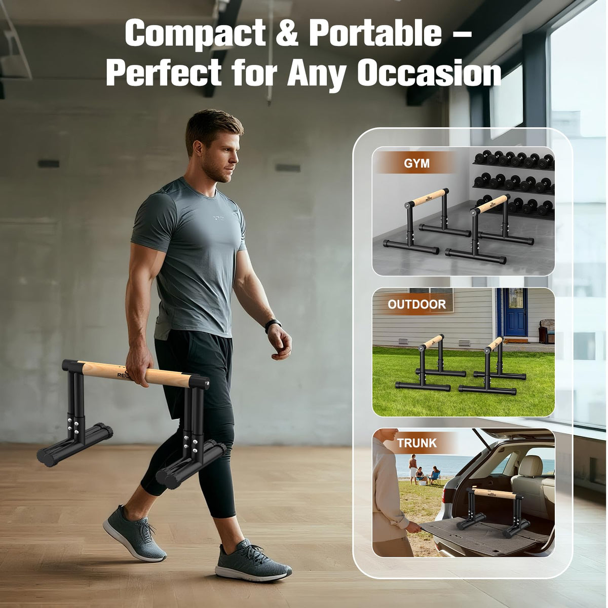RELIFE REBUILD YOUR LIFE Push Up Bar,14in High Dip Station Functional Heavy Duty Dip Stands Fitness Workout Dip bar Station Stabilizer Parallette Push Up Stand (Black-04)