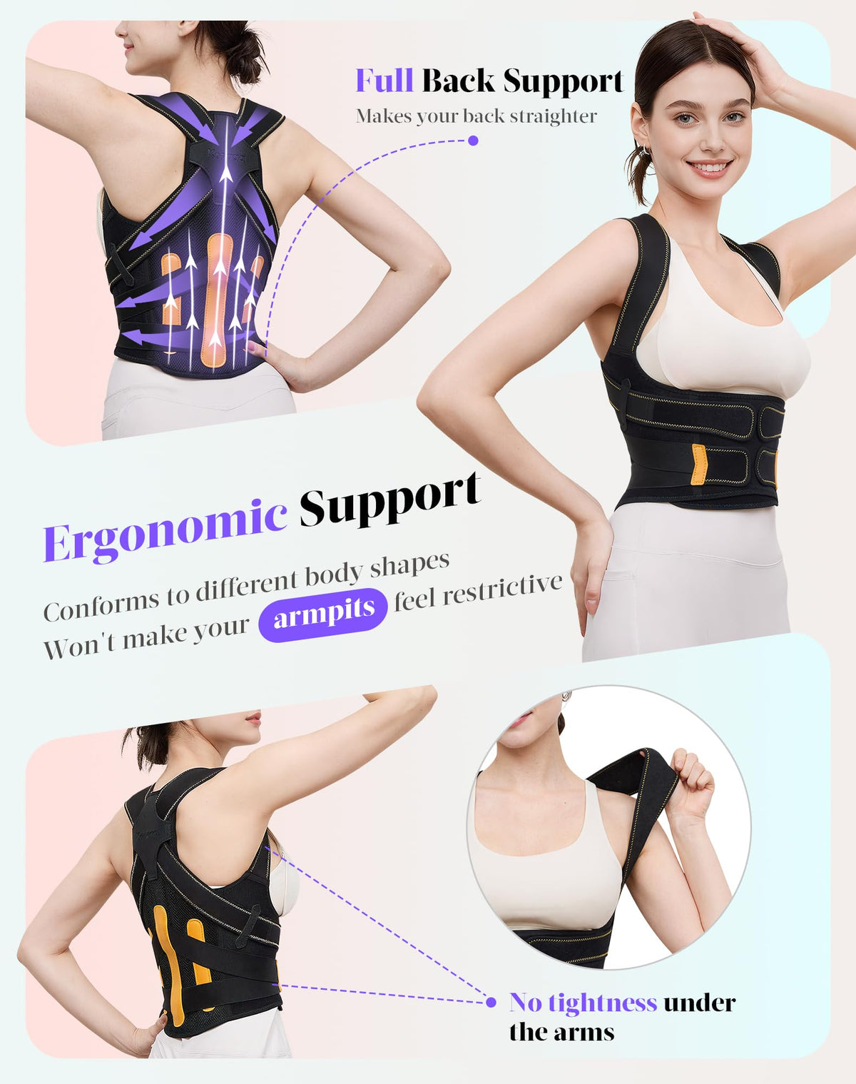 Posture Corrector for Women and Men, 5 Full Back Support Brace Rods, FSA&HSA Eligible, Adjustable Shoulder Straightener, Improving Hunchback Posture, Upper and Lower Back, Neck Pain Relief, Large