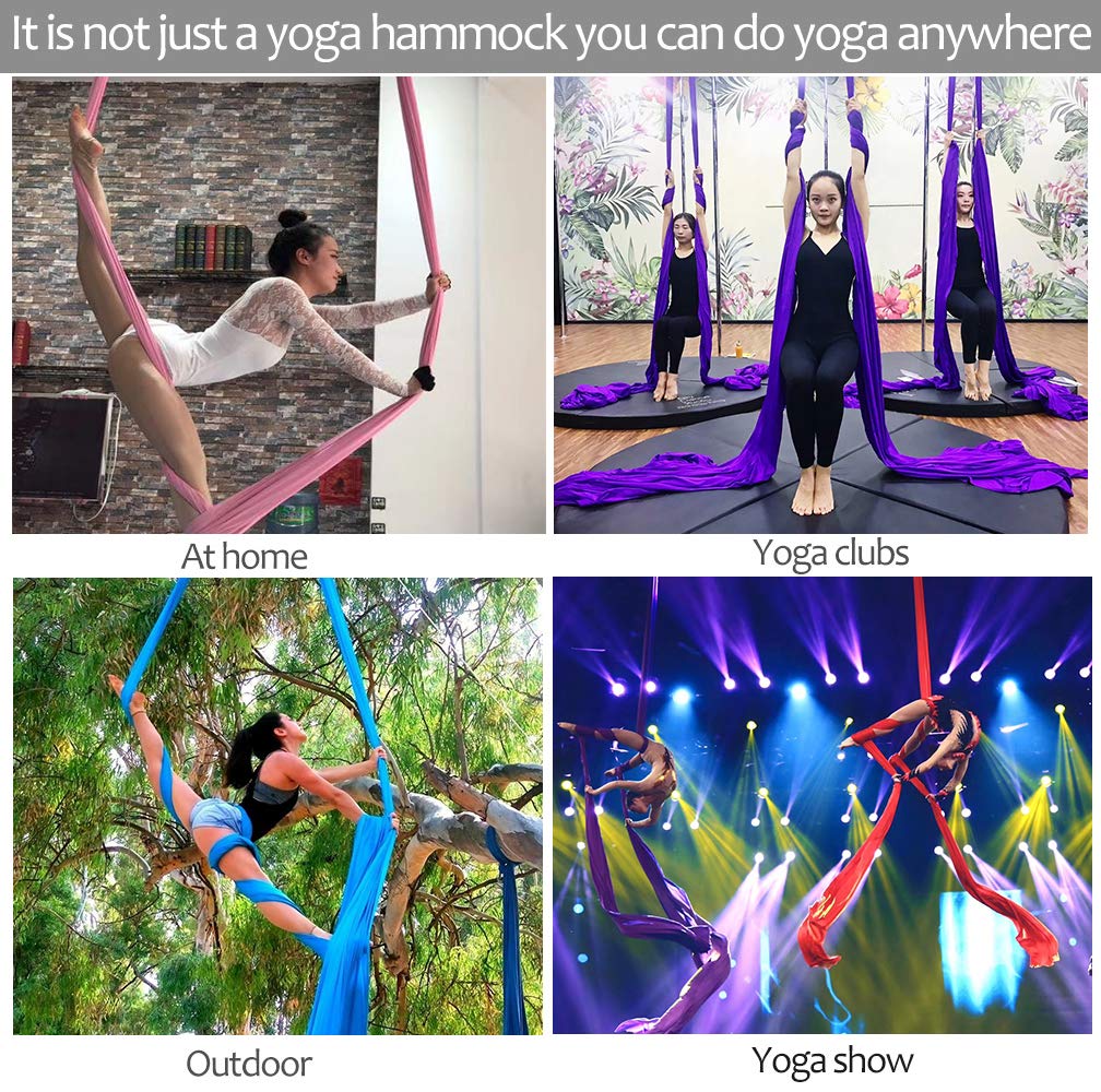 Aerial Silks Deluxe Equipment Set for Aerial Yoga, Aerial Yoga Hammock, Aerial Acrobatic,Circus Arts, Aerial Dance(L:10m W:2.8m (Wine Red)