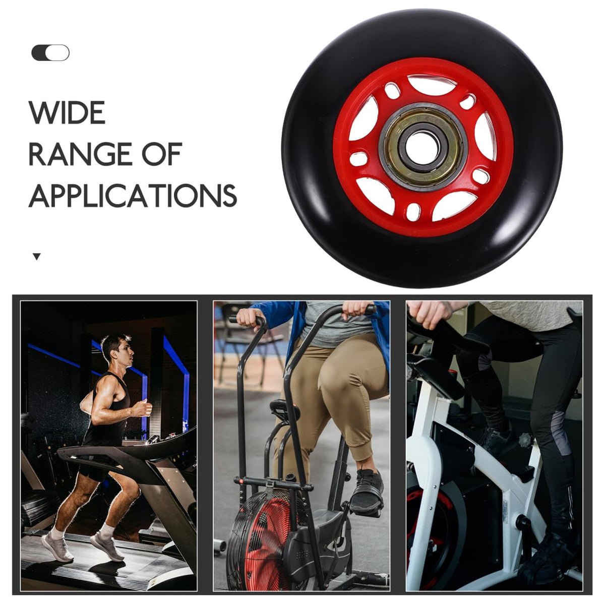 HONITANO 4Pcs Fitness Roller Wheels for Gym Equipment Plastic Pulley Replacement for Treadmills Stationary Bikes Smooth Swivel Exercise Rollers for Home Workout Machines