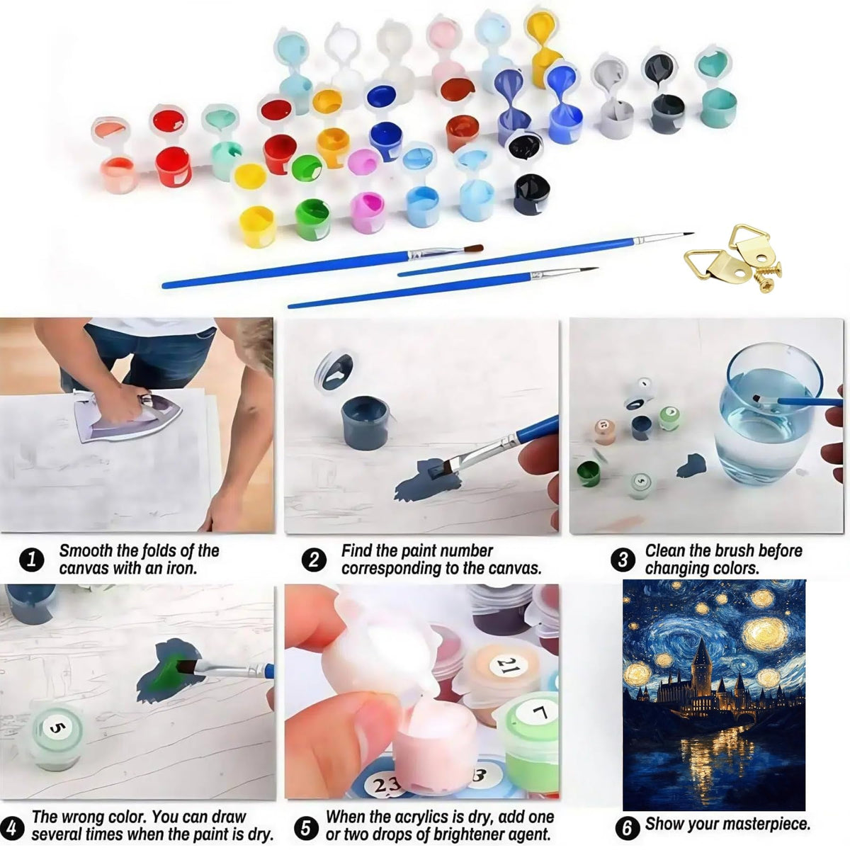 unllhuw Paint by Numbers Kits for Adults Beginners, Magic Castle Paint by Numbers Kits on Canvas, Starry Night Paint by Number for Home Decor Wall Art Gift 16x20inch