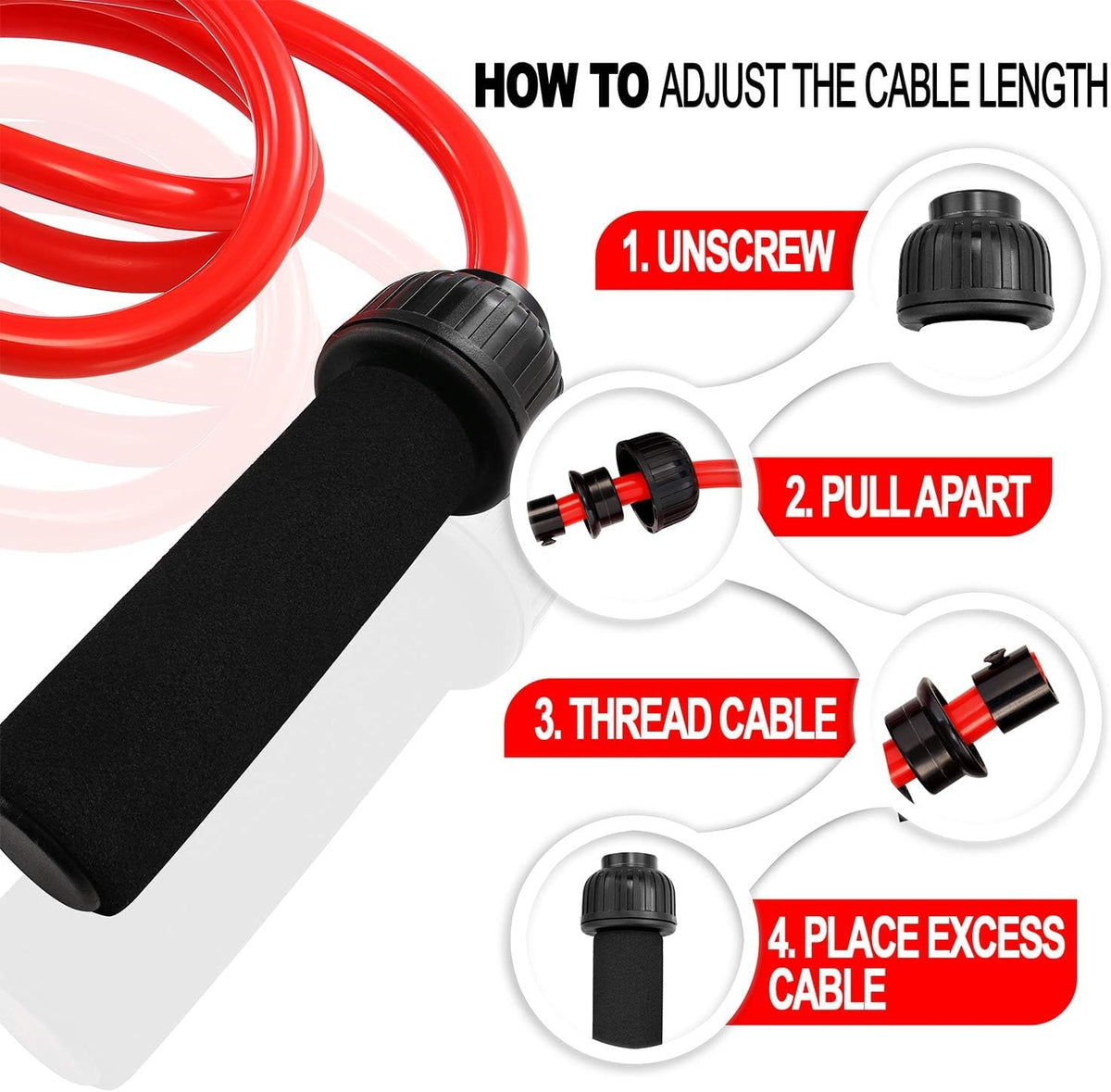 Weighted Jump Rope - (1.5LB) Solid PVC 12mm Diameter for Crossfit and Boxing - Heavy Jump Rope with Memory Non-Slip Cushioned Foam Grip Handles for Fitness Workouts Endurance and Strength Training