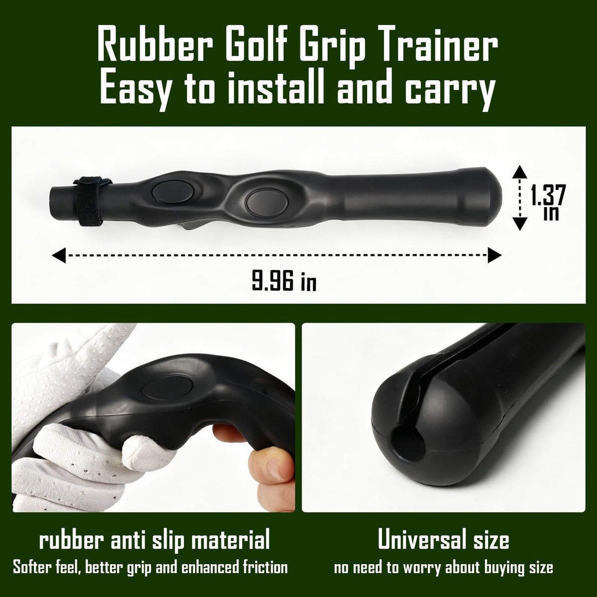 Golf Grip Training Aid Swing Posture Corrector, Improve Swing Rhythm & Consistency, Golf Hand Position Practice Trainer, Perfect Golf Gift for Men Women, Ideal Present for Him Her Golfer Lovers（Black)