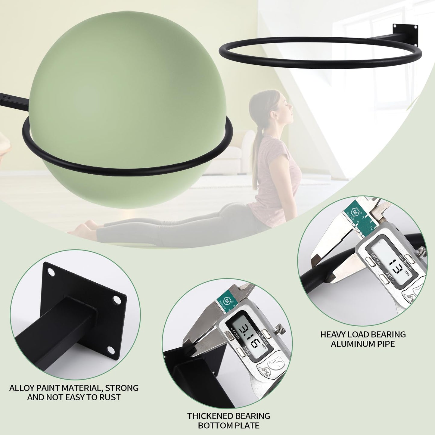 Large Stability Ball Storage Rack Exercise Dall Wall Holder Yoga Studio Gym Exercise Ball and Equipment Organizer（3 pcs）