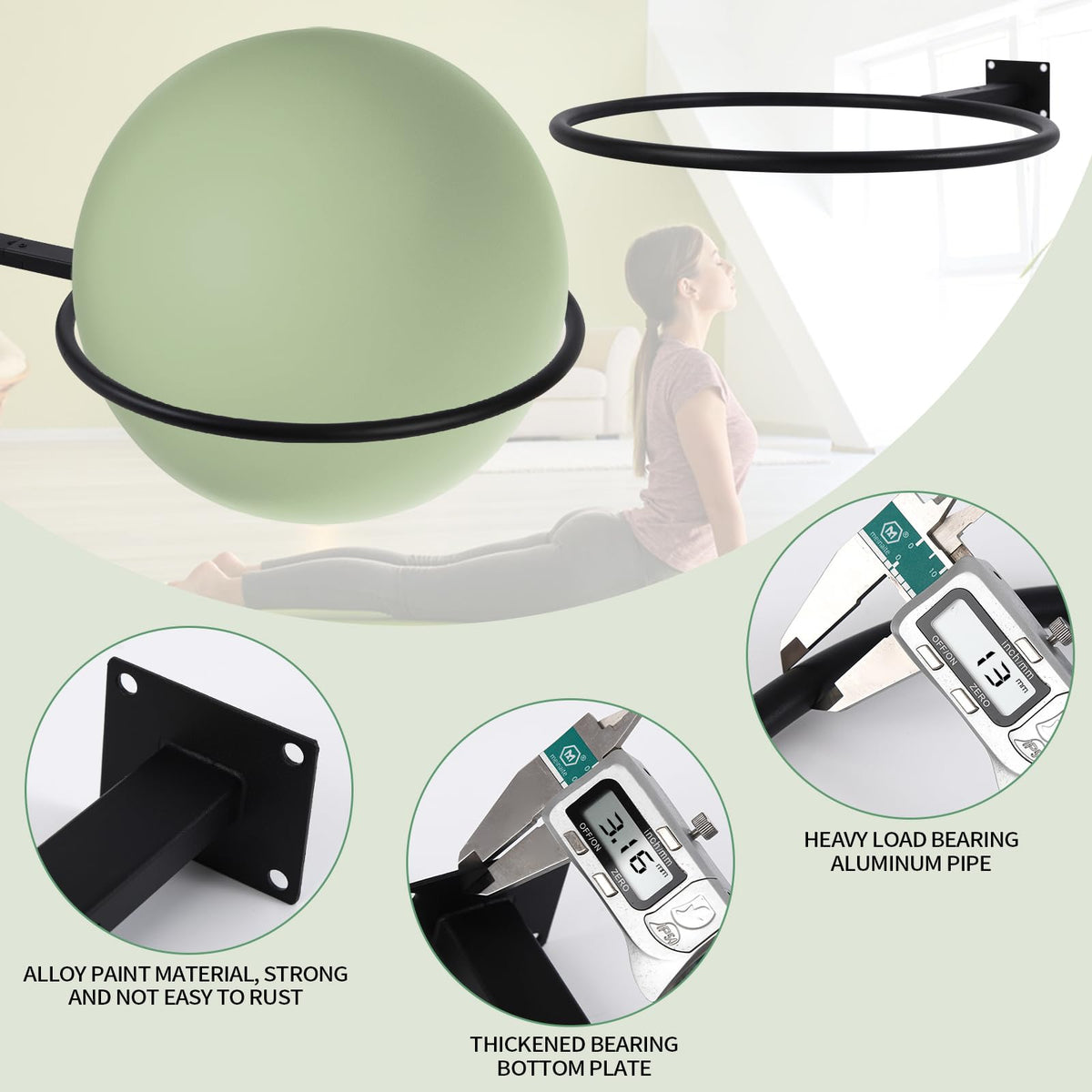 MEIPMQZ Yoga Ball Wall Mount, Exercise Ball Holder Stability Ball Holder for Yoga Balls in Home Gym or Studio(Round -1 Black)