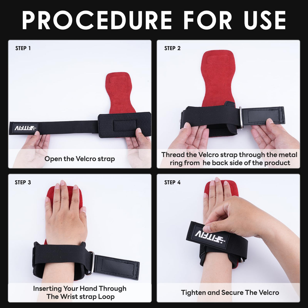 FITFIV Weight Lifting Wrist Strap, Double Leather Weightlifting Wrist Straps for Gym Strength Training, Neoprene Padded Wrist Wraps - for Men & Women (Pair)