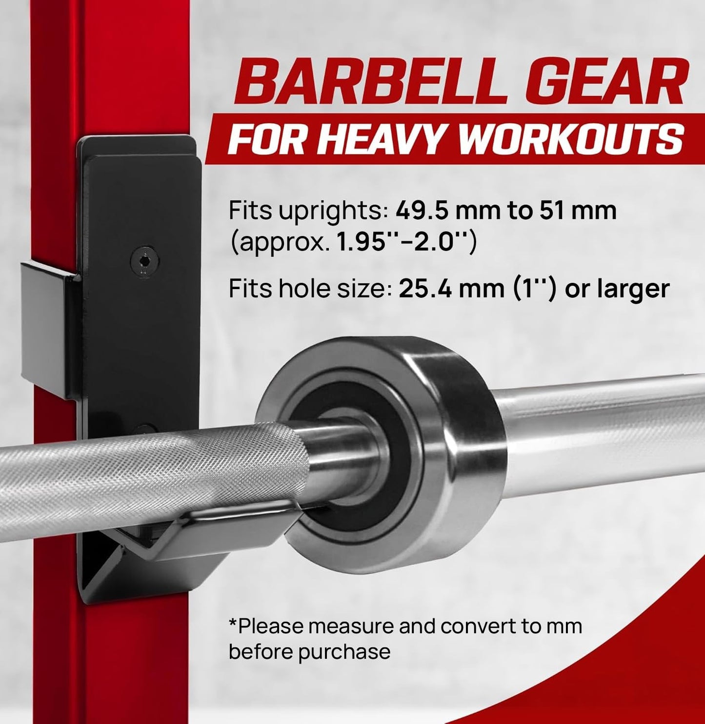 Yes4All J-Hooks Barbell Holder for Power Rack - J Hook Weight Rack / Fitness Racks J Hook - Fit 2x2 inch Square Tube (Pair)