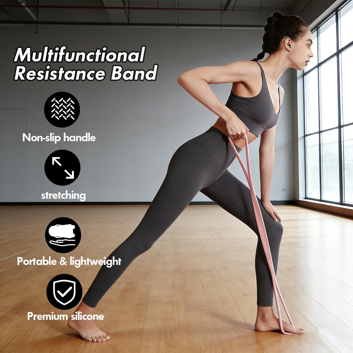 Figure 8 Resistance Band, Figure 8 Resistance Bands for Women Men, 15 lbs Resistance Band Figure for Working Out, Non-Slip Handles, Home Gym, Yoga & Physical Therapy