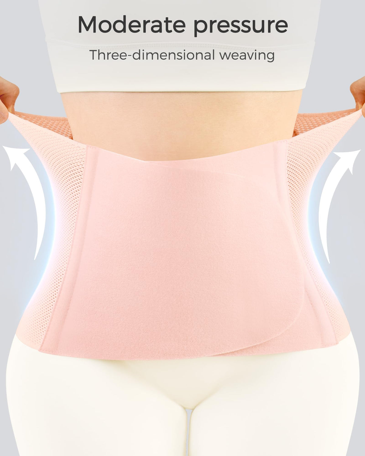 FREETOO Postpartum Belly Band Wrap for Women,Abdominal Binder Post Surgery,for Natural Delivery,C Section Belly Binder Post Partum,Stomach Binder Postpartum with Adjustable Compression,M,Pink
