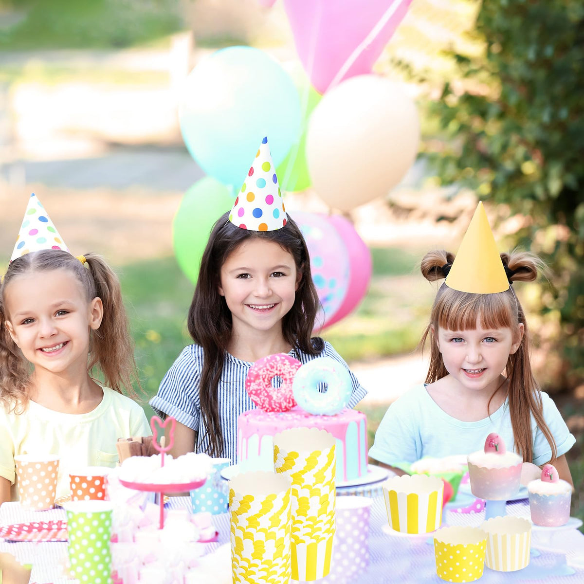 uxcell 50pcs Cupcake Wrappers for Wedding, Paper Baking Cups and Muffins Liners for Birthday Wedding Party Supplies (Pink, Polka Dots & Stripe)