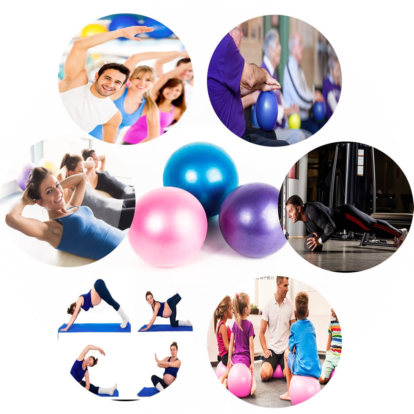 JUFANGFIN 6-Inch Pilates Exercise Ball for Yoga, Barre, Fitness & Physical Therapy Mini Squishy Balance Ball for Home Workouts Includes Pump for Easy Inflation(Black)