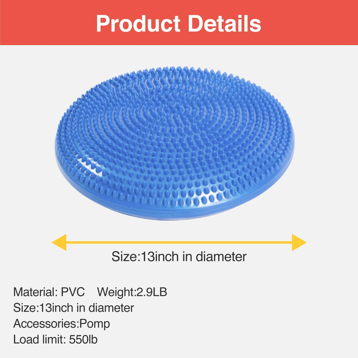 Primasole Balance Disc with Air Pump Wobble Cushion for Stability Workout 2 PCS Cobalt Blue Color PSS91NH052A
