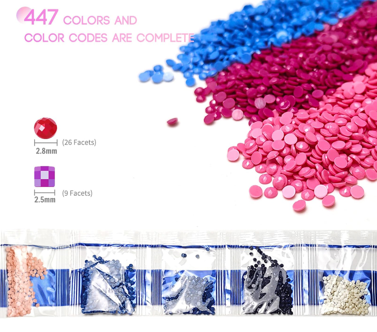 110 Colors Diamond Painting Beads 22200 Pieces 5d Round Drills Gem for Diamond Art DIY Art Accessories (Color Codes 3688 to 5200)