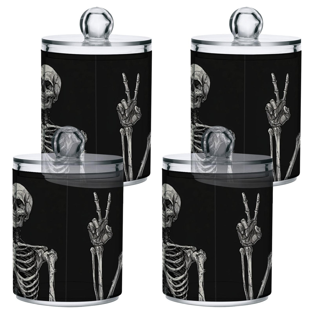 Zhirexin Halloween Skull 2PC Airtight Transparent Plastic Storage Jar Food Storage Container Plastic for Food Herbs Tea etc with Storage Lid easy to use and clean With lid Easy To Use