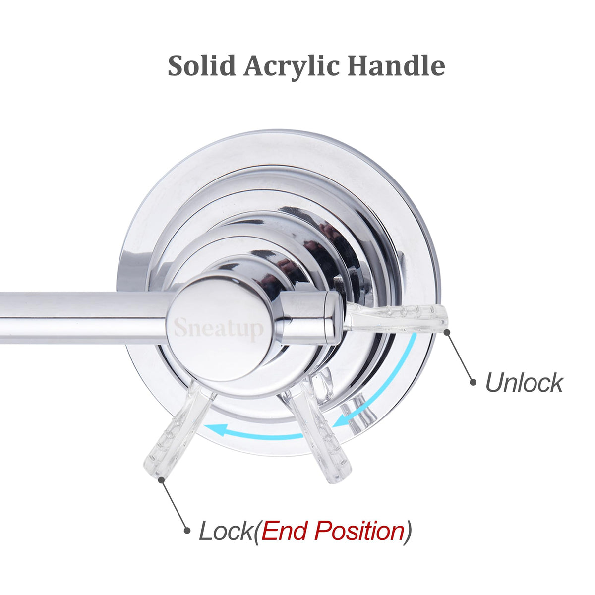 Sneatup Suction Cup Extendable 17-29" Stainless Steel Towel Bar (Chrome Plating)
