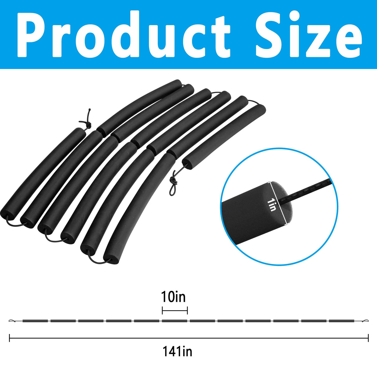 moonoom High Jump Training Equipment, 9.9 Ft Long High Jump Bungee Elastic Crossbar, Cord Training Equipment Foam for Beginners Athletes Practice, Black
