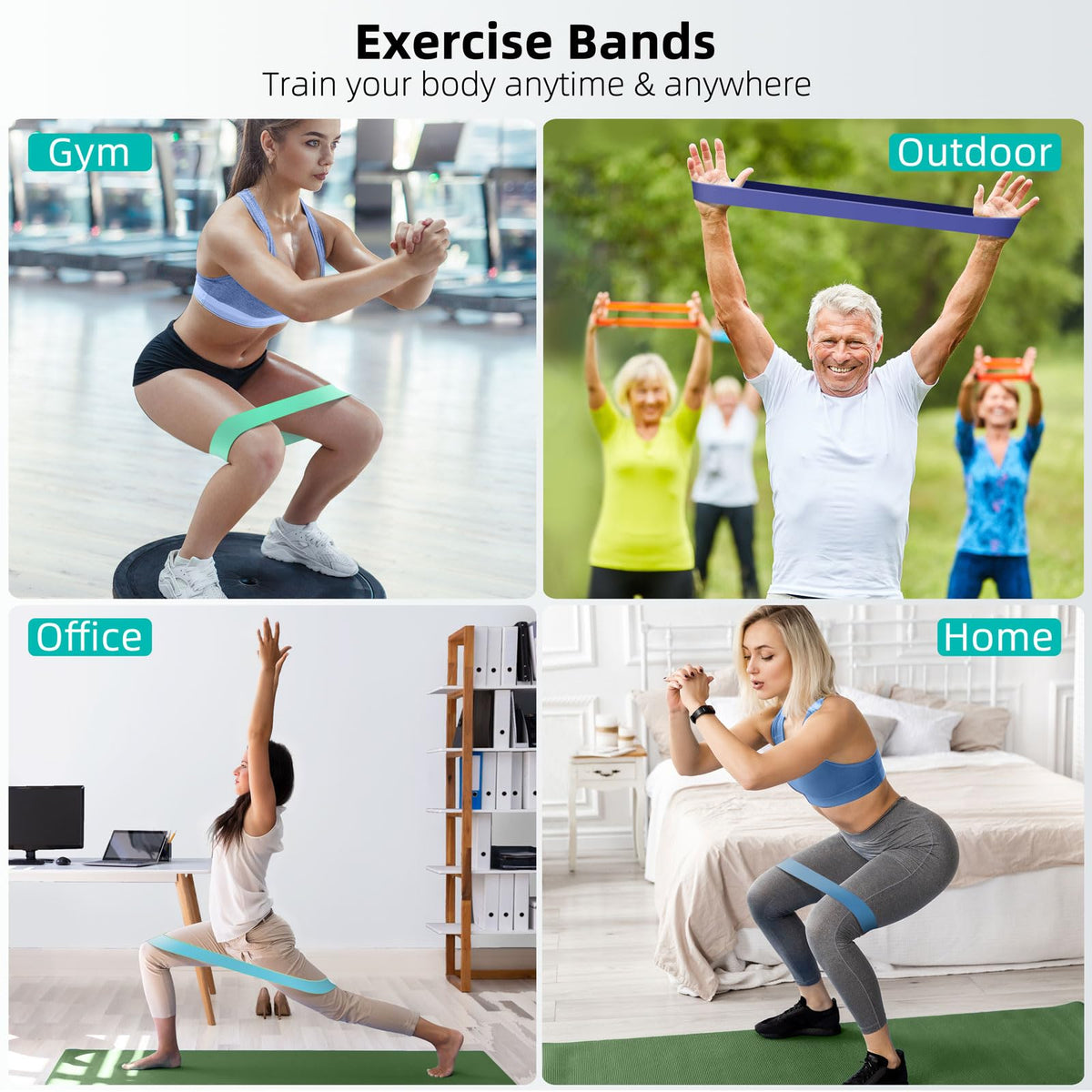 Resistance Bands for Working Out, 5-Pack Elastic Loop Exercise Bands for Strength Training Stretching, Home Gym Equipment for Pilates Yoga Physical Therapy, Leg Glute Arm Workout Kit for Women Men