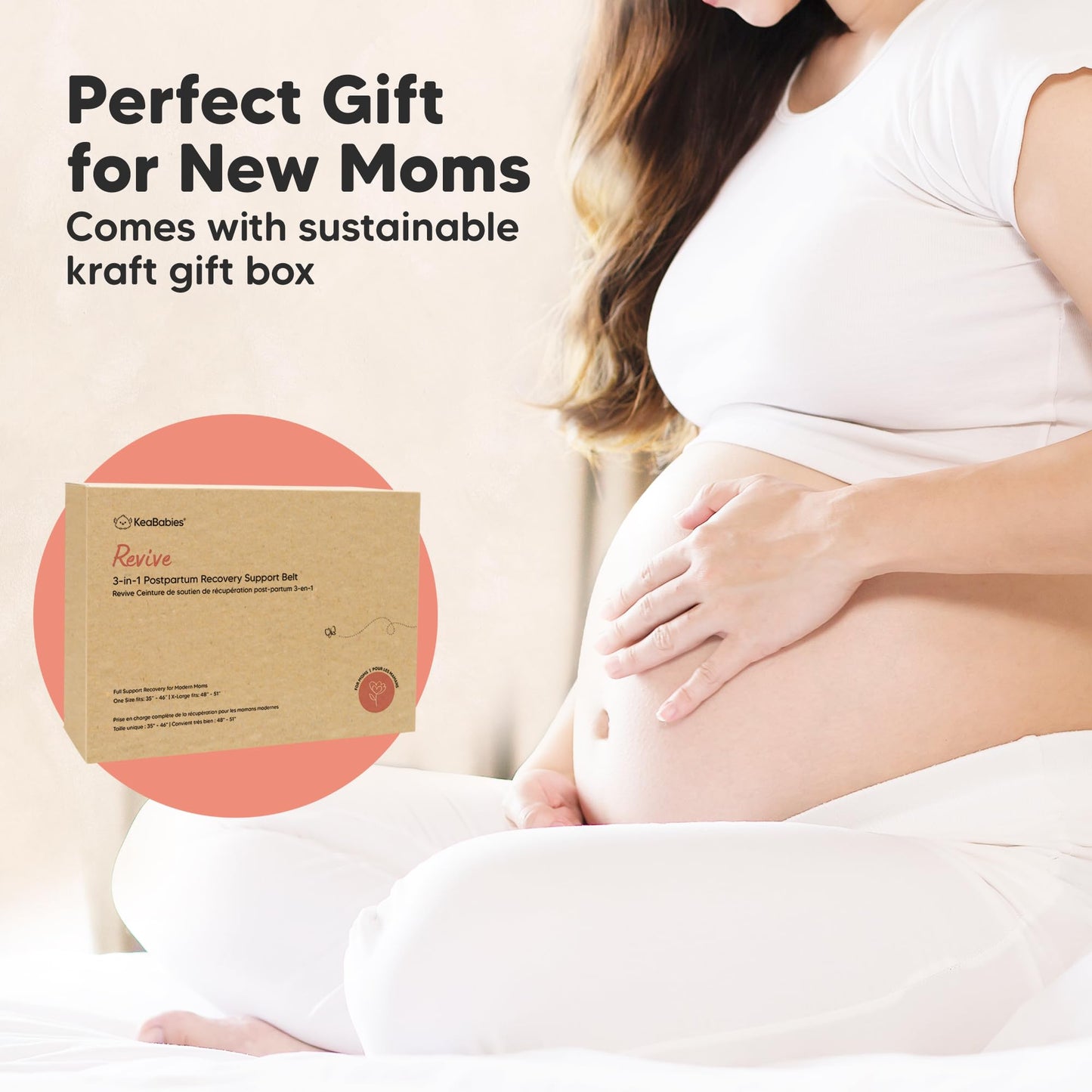 3 in 1 Postpartum Belly Support Recovery Wrap - Postpartum Belly Band, After Birth Brace, Slimming Girdles, Body Shaper Waist Shapewear, Post Surgery Pregnancy Belly Support Band (Classic Ivory, M/L)