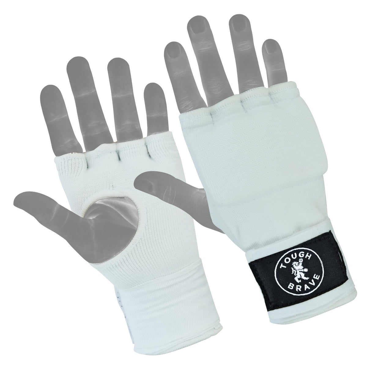TOUGH BRAVE Boxing Gel Hand Wraps Quick Wraps – Padded Inner Gloves for Boxing, Muay Thai, Kickboxing & MMA Training (White, L)