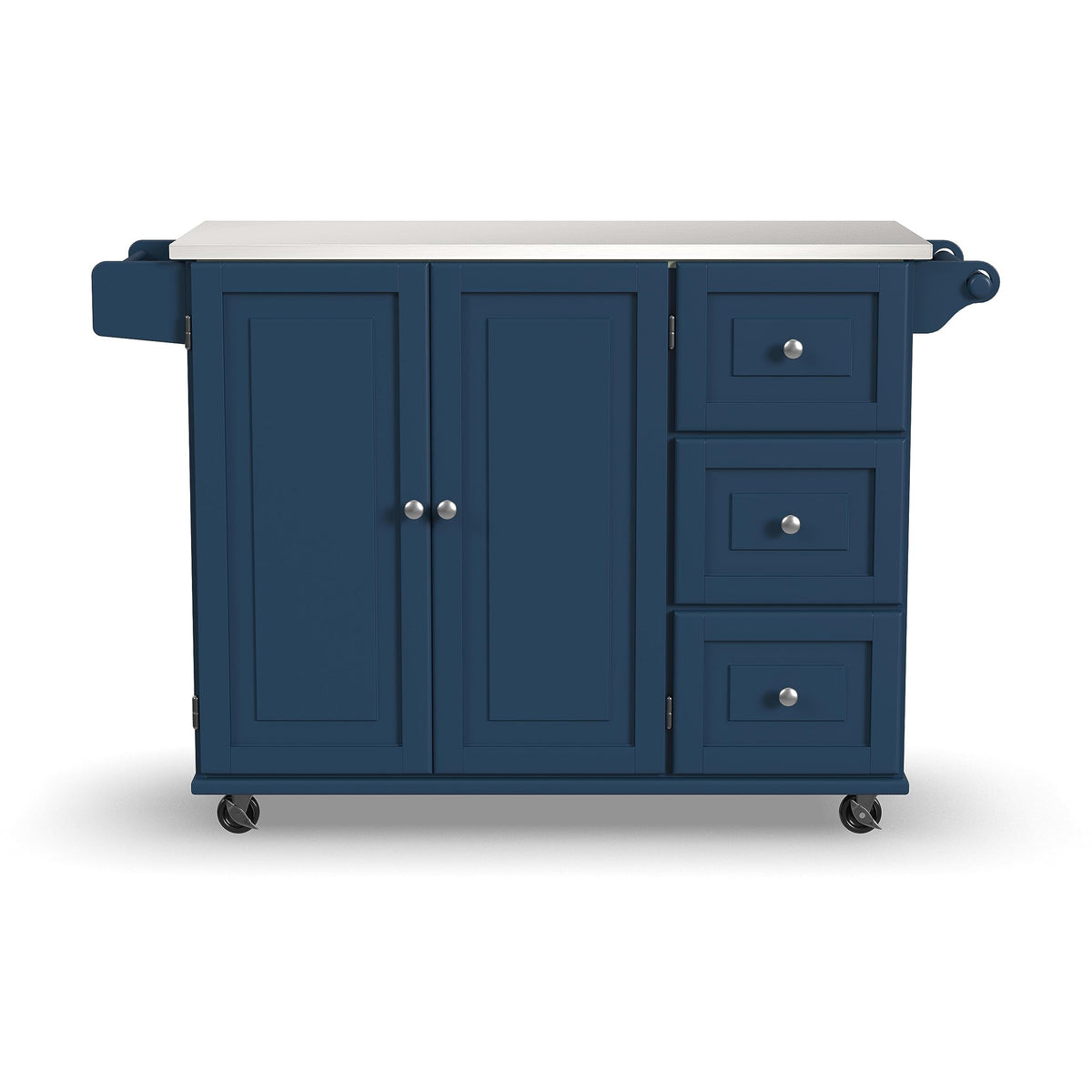 Homestyles Mobile Kitchen Island Cart with Stainless Steel Top, Blue