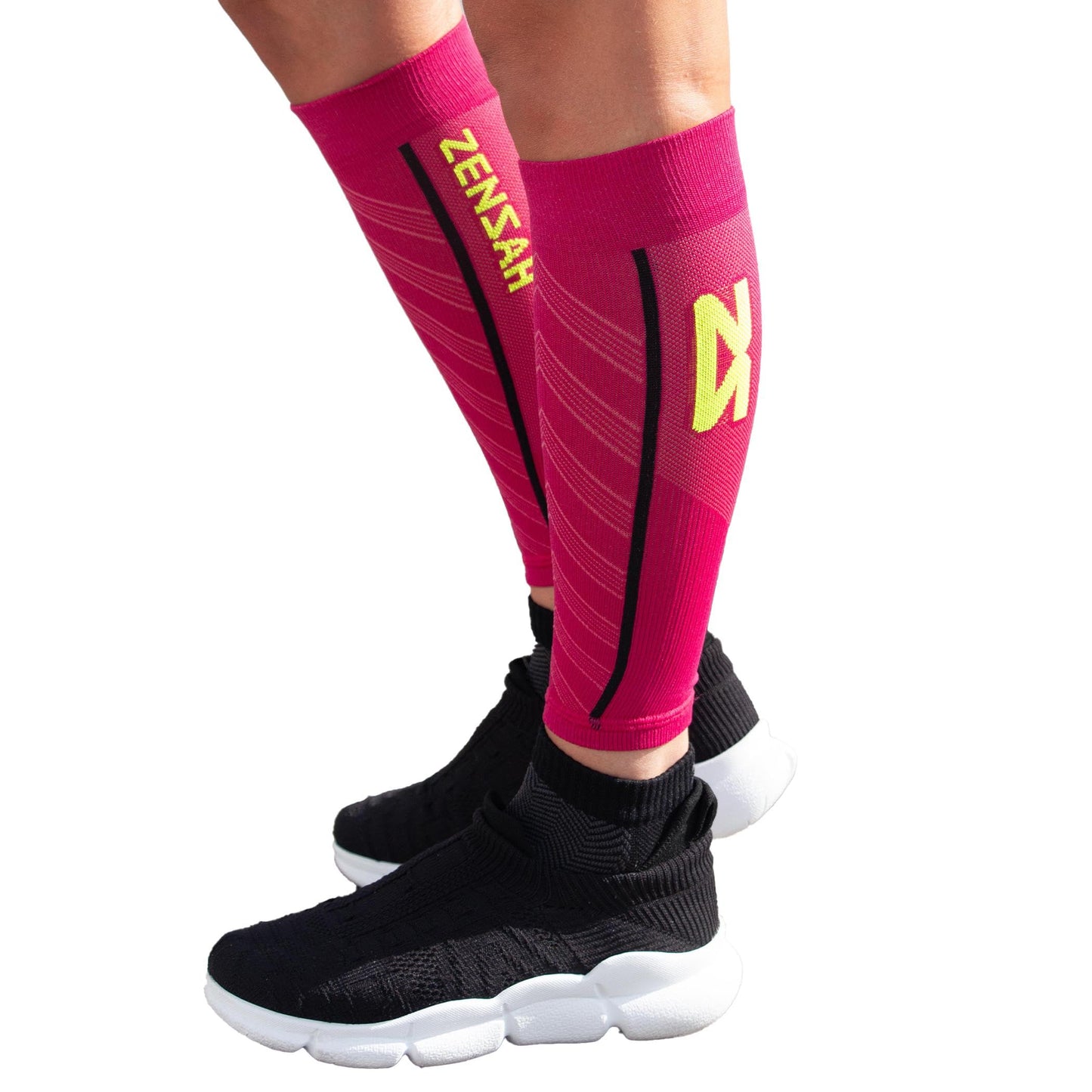 Zensah Featherweight Compression Leg Sleeves - Relieve Shin Splints, Calf Strains (Fuchsia, Medium)